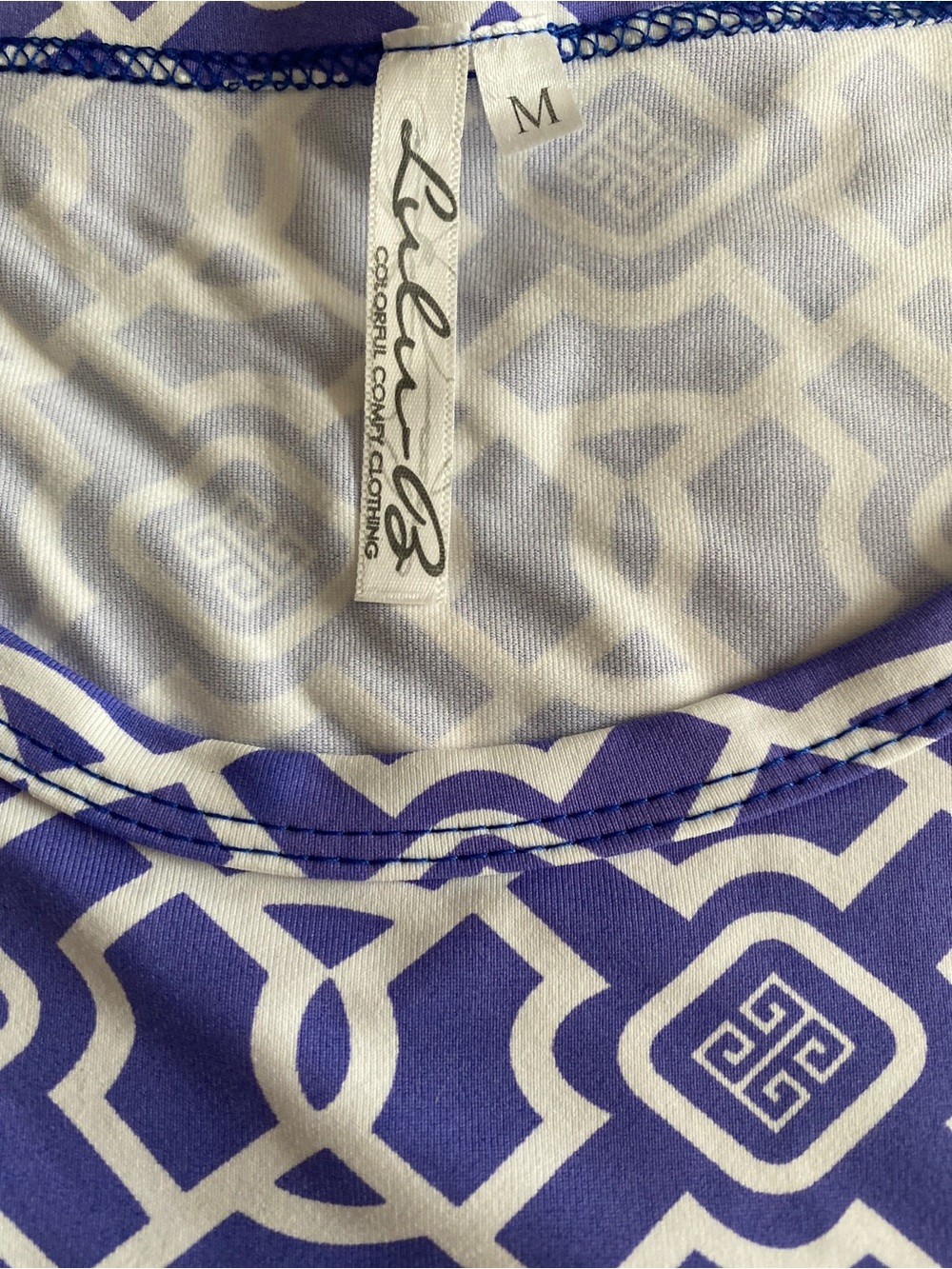 Lulu-B Purple and White Geometric Shift Dress-M - Picture 3 of 5